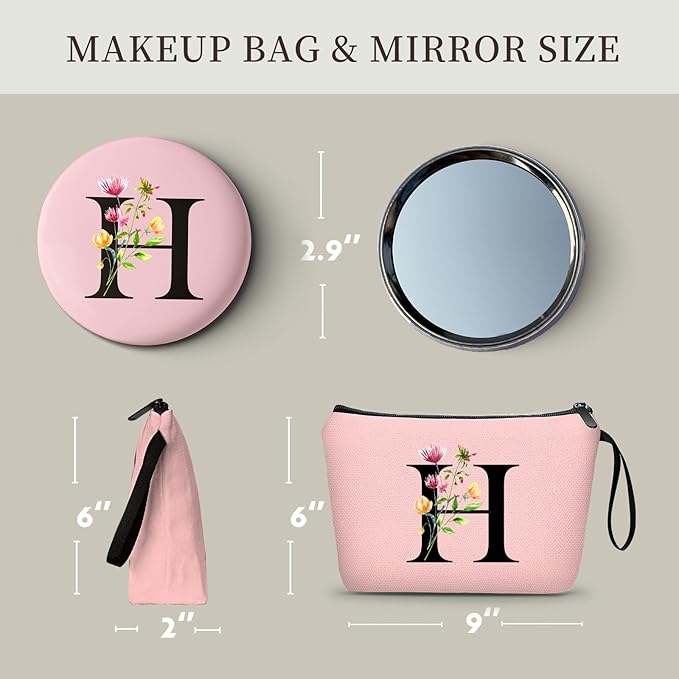 Birthday Inspirational Bridesmaid Proposal Team Small Gifts for Women Mom Aunt Teacher Sister Coworkers Makeup Cosmetic Bag Travel with Mirror Mothers Day Christmas Graduation H