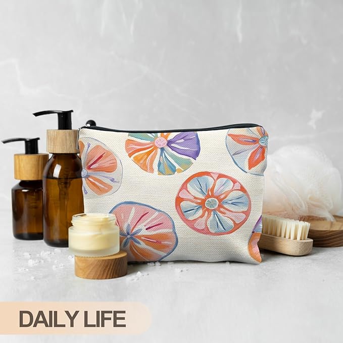 Summer Fruit Slice Aesthetic Makeup Bag, Fruit Lover Gifts Cosmetic Bags for Women, Trendy Preppy Orange Citrus Zipper Makeup Pouch