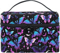 MNSRUU Makeup Bags, Neon Purple and Bats Stars and Moons Makeup Organizer Bags Toiletry Bag Box Travel Cosmetic Bag Make Up Train Case for Women Teen Girl Ladies