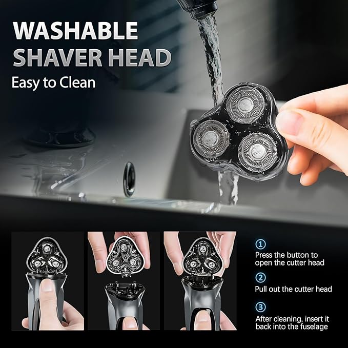 Sejoy Electric Razor for Men,Electric Shavers for Men,Face Shaver, Cordless Washable Rechargeable Shaving Machines,Pop Up Trimmer for Travel Home, LED Display,Fast Charging