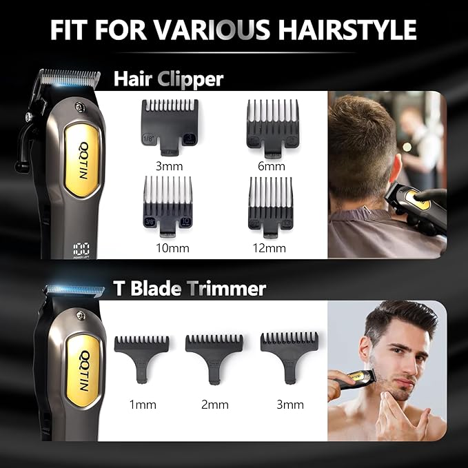 Hair Clippers for Men, Cordless & Corded Professional Clippers Set, 7500RPM Rechargeable Hair Cutting Kit with Precision Blades & Guide Combs, Ideal for Barbers & Home Use (Silver)