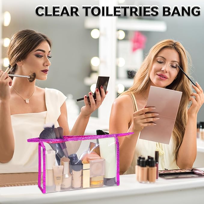5 Pack Clear Cosmetic Bags Makeup Bags Set Waterproof PVC Clear Toiletry Bag with Zipper, Makeup Organizer Storage Pouches Fit Carry-on Travel Essentials