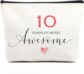 fkovcdy 10th Birthday Makeup Bag for Her - Travel Toiletry Cosmetic Case - Black - Waterproof - Cotton Blend & Linen - Unisex - Adults