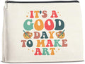Makeup Bag Gifts for Artists Women, Art Lover Gift Thank You Gifts for Painter Teacher Girls Sister Friends It's A Good Day To Make Art Zipper Cosmetic Bag Travel Toiletry Pouch for Purse