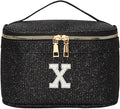 EURYNOME Makeup Bag with Custom Letter X, Water-Resistant Travel Organizer Pouch, (8.3x5.1x5.1 Inch) Cosmetic Case for Women