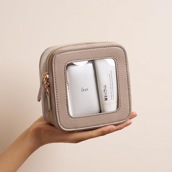 Mini Cosmetic Bag Clear Makeup Bag Small Travel Toiletry Bag with Zipper, Cute Car Cosmetic Case Transparent Makeup Pouch for Purse (Stone)