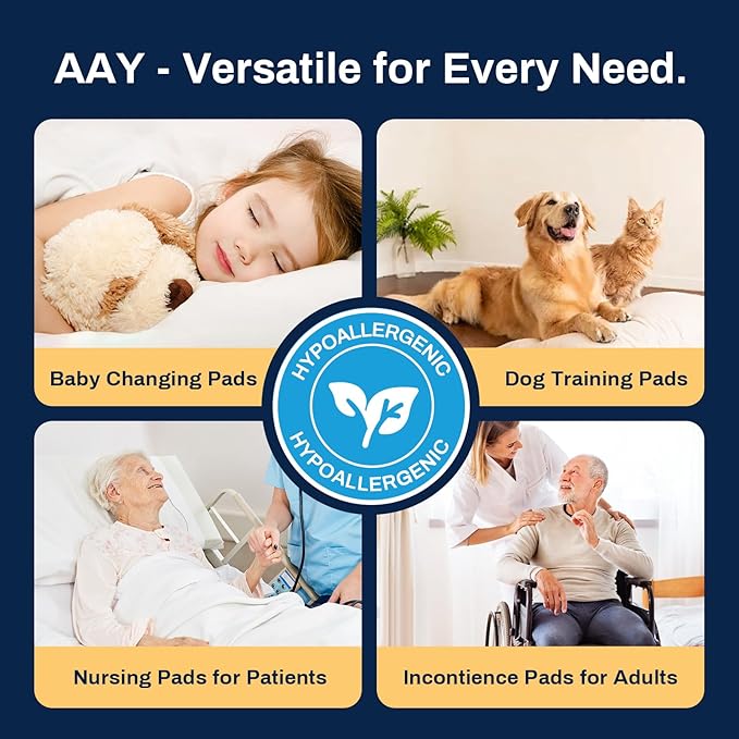 AAY Heavy Duty Disposable Bed Pads 36"X44" (40pcs) Tear-Resistant Cloth Backing Underpads Extra Large Super Absorbent Pee Pads Incontinence Waterproof Chucks Pads for Adults Elderly, Kids or Puppy