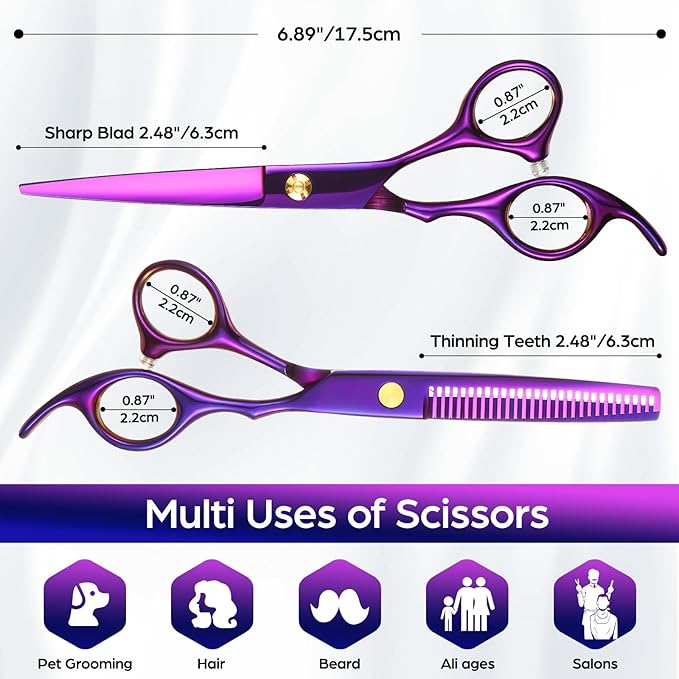 Hair Cutting Scissors Professional 6.89 inch Barber Scissors Multifunctional Salon Thinning Scissors Straight Shears Tools for Mother Father Friends' Christmas Gift