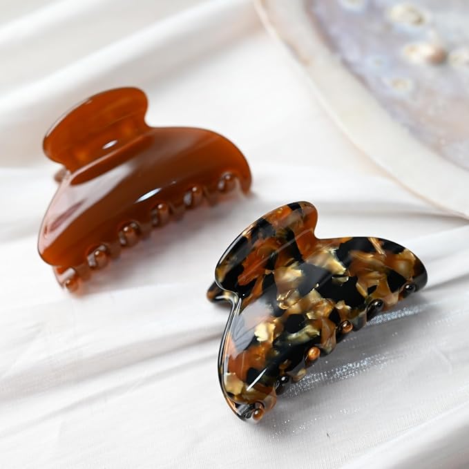 Handmade Celluloid Acetate French Design Barrettes Tortoise Shell Claws Hair Claw Luxury Fashion Accessories Hair Clip for Women (black gold)