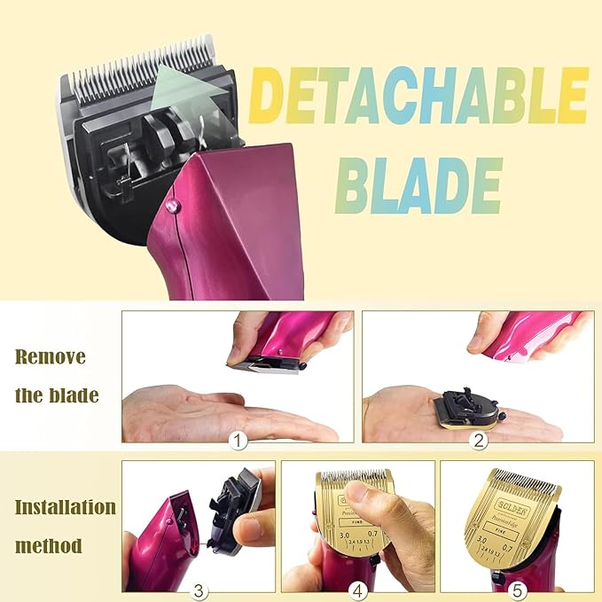 Audoc Adjustable 5 in 1 Blades Dog Grooming Blades Compatible with Wahl Animal Clipper Arco, Bravura, Chromado, Creativa, Figura, and Motion Pet, Dog, and Horse