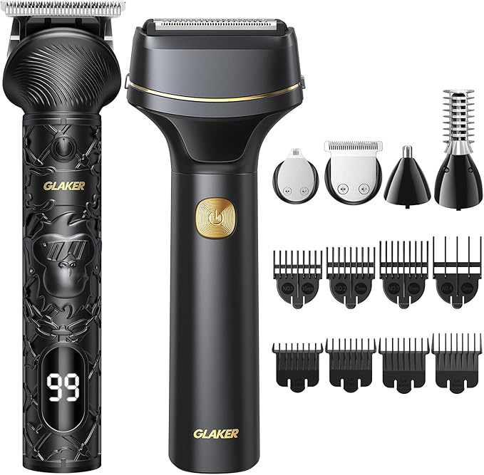 GLAKER Hair Clippers for Men Professional, Cordless Clippers for Hair Cutting, Mens Bear Trimmer, Electric Razor Barber Clippers Hair Trimmer, Gifts for Men
