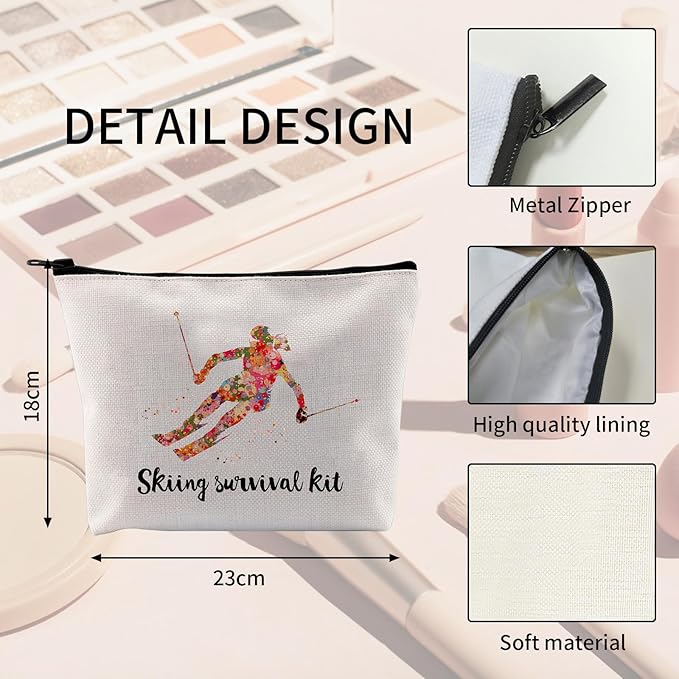 Skiing Survival Kit Ski Themed Makeup Bag - Essential for Skiing Survival Fashionable and Portable Beauty Storage Bag Gifts for Skiers Women