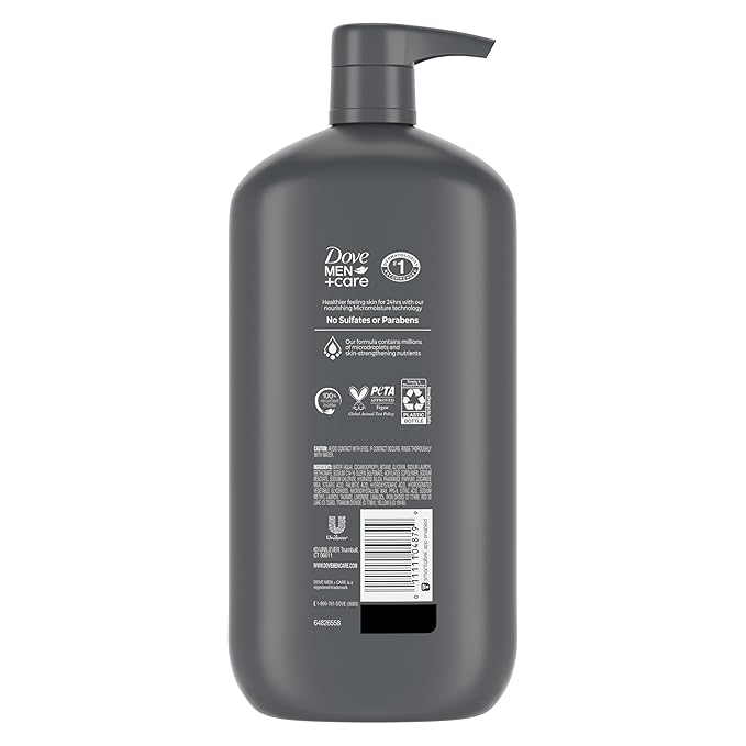 DOVE MEN + CARE Body and Face Wash Exfoliating Deep Clean for Men, with 24-Hour Nourishing Micromoisture Technology Body Wash, 30 oz
