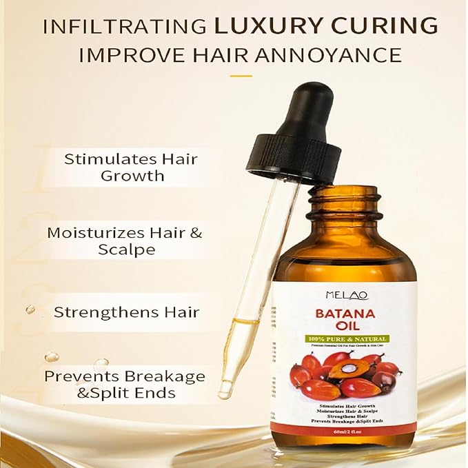 Cold-Pressed Batana Oil (60ml) - Hair Growth Serum, Scalp Treatment & Nourishing Oil for Dry, Damaged Hair - Natural, Organic, Chemical-Free (Coconut)