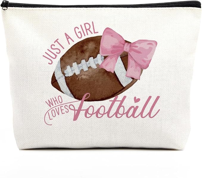 Football Makeup Bag for Girls, Cute Football Gift for Women, Gifts for Footballs Lovers, Small Football Lover Travel Cosmetic Bag Zipper Pouch for Daughter granddaughter for Birthday Christmas 2