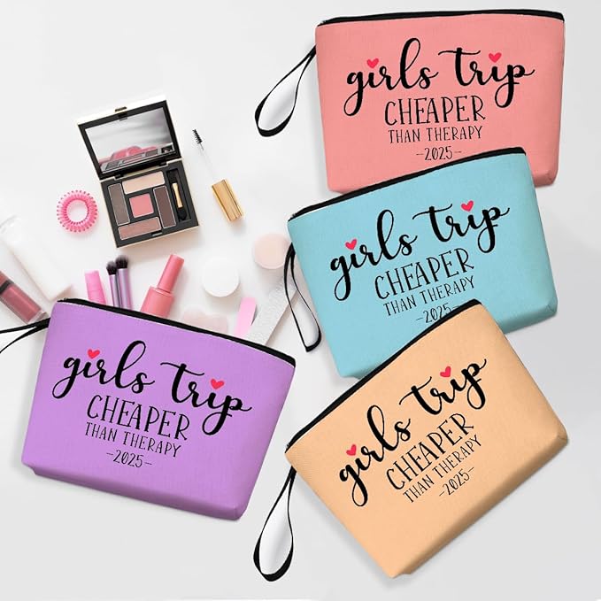 Hanamiya Na 4Pcs Girls Trip Favors Weekend Bag Funny Makeup Bag Friendship Gifts Weekender Bags for Women Bride Cosmetic Bags Zipper Pouch Wedding Bachelorette Party