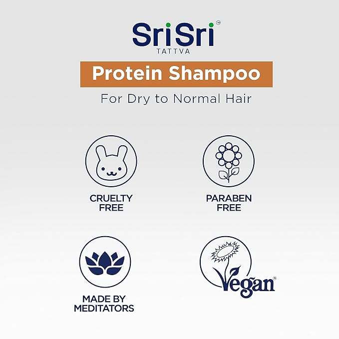 SRI SRI TATTVA Protein Shampoo - Natural Ayurvedic Haircare for Normal to Dry, Damaged Hair - Sulfate-Free Formula for Healthy, Shiny and Strong Locks (200 ml)