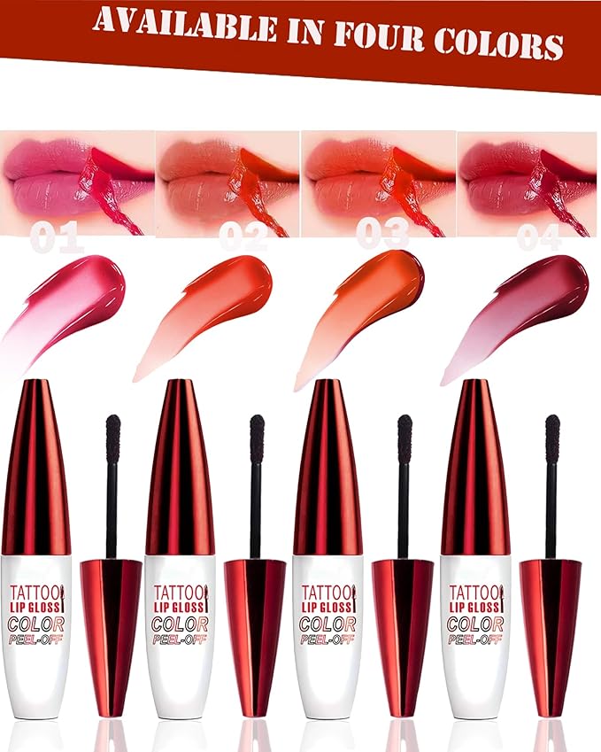 Peel Off Lip Stain Tattoo Lip Gloss, Pink Matte Lip Liner Stain Peel Off Waterproof Long Lasting,Highly Pigmented Transfer-Proof Lips Tint Stains Non-Stick Tinted Liquid Lipstick Makeup for Women-01