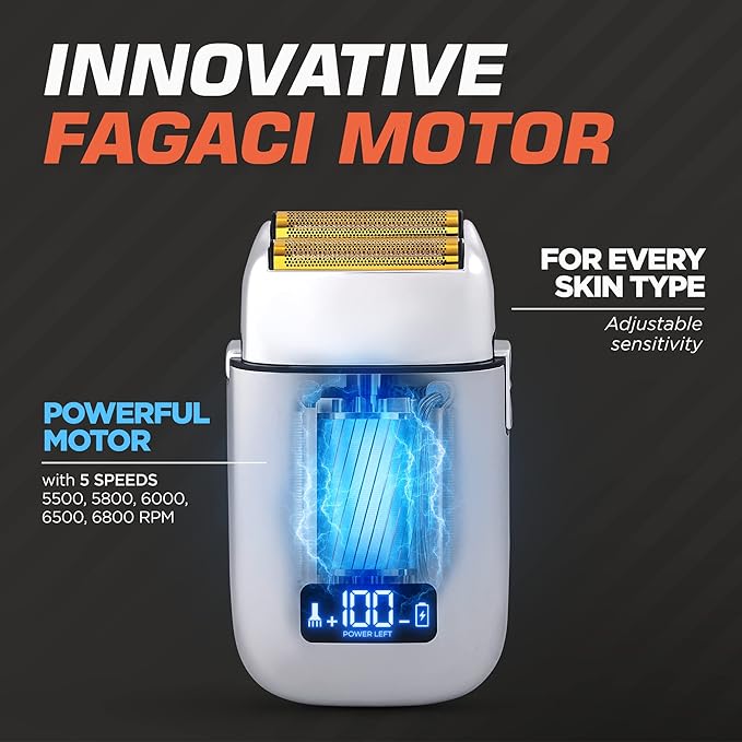 Fagaci Hair Clippers for Men & Double Foil Shavers, Barber Clippers for Hair Cutting, Cordless Hair Clippers and Trimmers Set, Maquina de Cortar Cabello, 5 Speeds Electric Shavers for Men