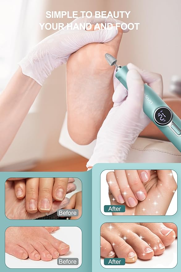 Cordless Electric Nail Drill Machine Professional for Acrylic Gel Nails, E-File for Manicure and Pedicure for Foot Portable Manicure Tool with Storage Bag