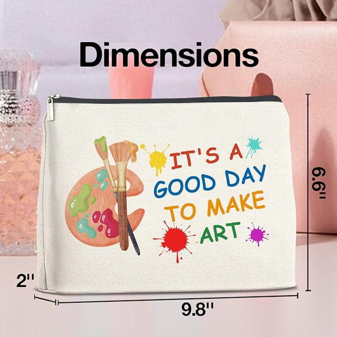 Art Teacher Makeup Bag - Art Lover Gifts for Women Artist & Teacher, Cosmetic Bag With Zipper Makeup Pouch