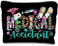Medical Assistant Makeup Bag, Nurse Gifts - RN Toiletry Bag for Women (Black)
