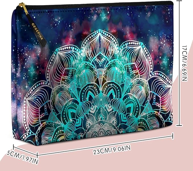 Cute Makeup Bag for Purse Waterproof Cosmetic Bags for Women Funny Smooth Zipper Travel Toiletry Pouch 10X8 Inches-Mandala Nebula Makeup pouch