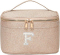 EURYNOME Makeup Bag with Custom Letter F, Water-Resistant Travel Organizer Pouch, (8.3x5.1x5.1 Inch) Cosmetic Case for Women