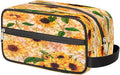 Vintage Flower Sunflower Travel Toiletry Bag for Women Men Lightweight Cosmetic Makeup Bag Organizer Waterproof Shaving Bag Dopp Kit with Large Capacity for Toiletries and Shaving Accessories