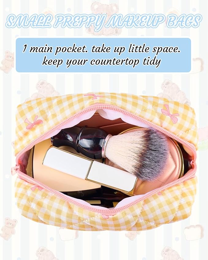 Van Fan & Shi Personalized Square Makeup Bag for Women, Customized Monogrammed Quilted Make Up Bags for Christmas (Personalized Square Makeup Bag)