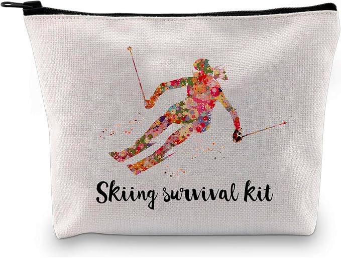 Skiing Survival Kit Ski Themed Makeup Bag - Essential for Skiing Survival Fashionable and Portable Beauty Storage Bag Gifts for Skiers Women