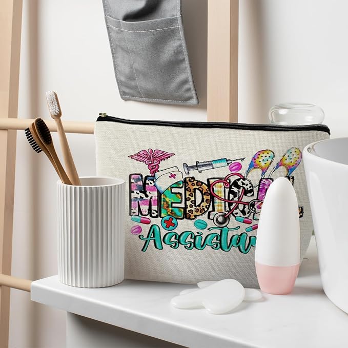 Medical Assistant Makeup Bag - Trendy Western Nurse Gifts, RN Cosmetic Bags Toiletry Bag for Women