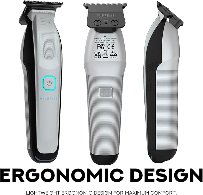 Supreme Trimmer Recharge ST777 – Professional Barber Trimmer with 2 Removable Batteries | 8000 RPM Motor, Zero Gap DLC Blades, Smart Charging Dock, USB-C Fast Charge