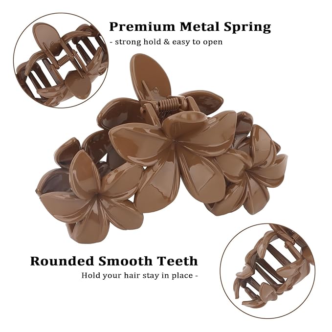 Hawaiian Flower Hair Clips Large Matte Hair Claw for Women Non-Slip Strong Hold Clips for Thick Hair Hair Accessories for Women and Girls