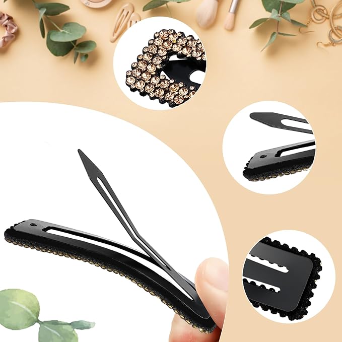 Rhinestone and Crystal Hair Clips 2-Pack, Sparkly Barrettes & Elegant Bling Accessories for Women & Girls(Set8)