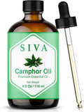 Siva Camphor Essential Oil - 4 Fl Oz – 100% Natural Camphor Oil - for Diffuser, Face, Skin Care, Aromatherapy, Hair Care, Scalp and Body Massage - with Dropper