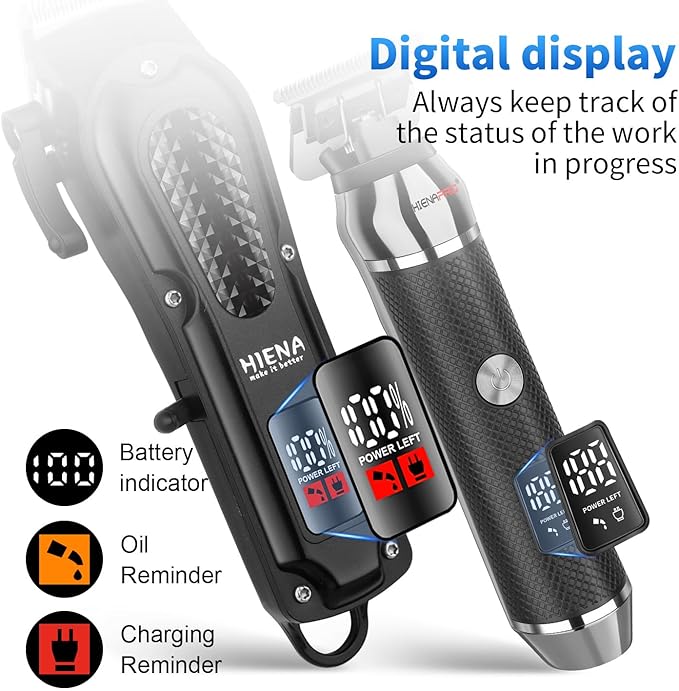 HIENA PRO Professional Cordless Hair Clippers for Men, T-Blade Beard Trimmer & Foil Shaver & Nose Hair Trimmer Set, Rechargeable Electric Barber Hair Cutting Grooming Kit
