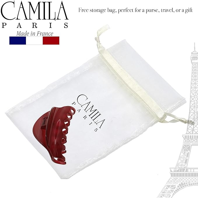 Camila Paris CP2529 French Hair Clip for Women for Thick Hair for Long Curly Wavy Hair, Red, Girls Hair Claw Clips Jaw Styling Hair Accessories for Women, Strong Hold No Slip Grip, Made in France