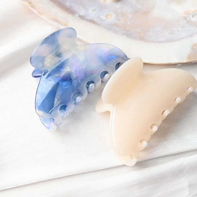 Handmade Celluloid Acetate French Design Barrettes Tortoise Shell Claws Hair Claw Luxury Fashion Accessories Hair Clip for Women (cream white)