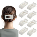 8 Pack Flat Hair Clips for Women – Sleek Non-Slip Claw Clips with Strong Hold, Minimalist Hair Accessories for Bridal, Office, or Everyday Wear (Glossy White)