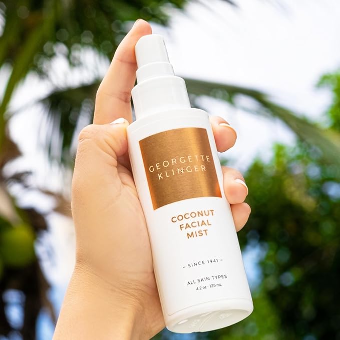 Georgette Klinger Coconut Facial Mist - Hydrating, Long-Lasting Makeup Setting Spray with Moisturizing Antioxidants for Dewy Matte Face, Protects and Plumps Dehydrated Skin - 4.2 oz