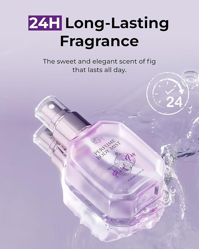 BOM Petit Fig Perfume Body Mist 3.71 Fl Oz, Fig Scented Mist with Hyaluronic Acid, Niacinamide & Vitamin C, Hydrating, Lightweight Body Perfume, Long Lasting Fragrance, Korean Skincare