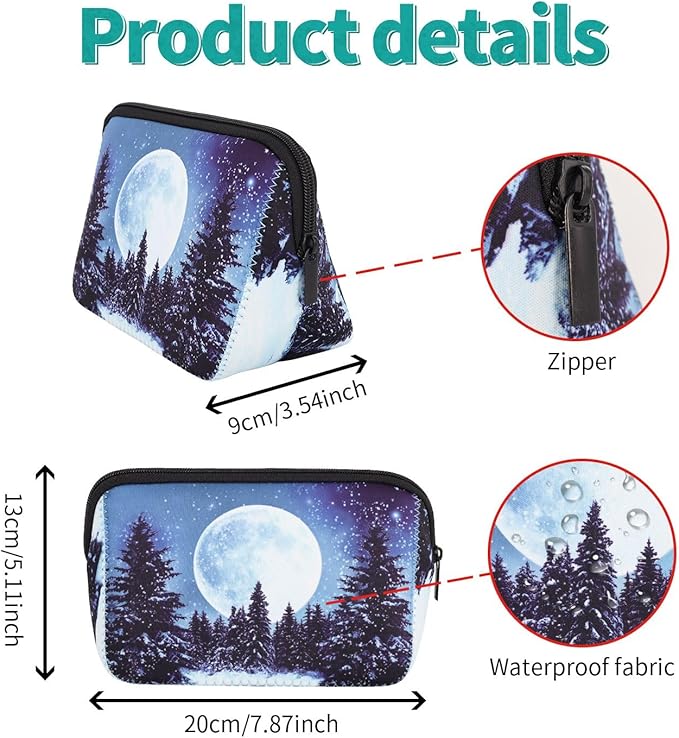 Cosmetic Bag Waterproof Neoprene Zipper Pouch Travel Portable Toiletry Makeup Bags Organizer Case for Women and Girls