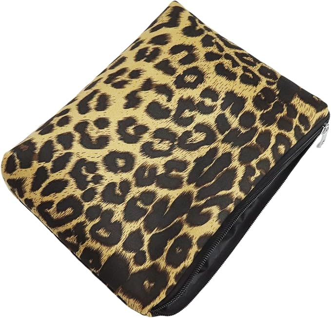Makeup Bag For Women - Soft and Warm Material Cosmetic Bags Leopard Print Design Ladies Tote Bag,Women's Pencil Case Makeup Organizer with Zipper (Yellow)