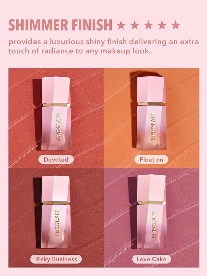 SHEGLAM Color Bloom Dayglow Liquid Blush Makeup for Cheeks Shimmer Finish - Love Cake