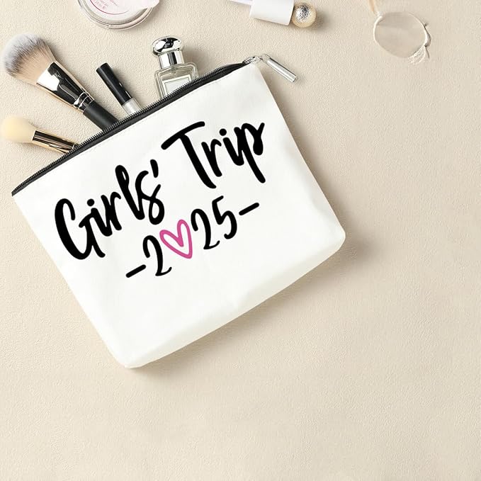 2 PCS Girls Trip Gifts Favors 2025 Girls Weekend Gifts for Women Bestie Gifts Friend Gifts Girls Trip Favors for Sister Her Work Bestie Friendship Holiday Vacation Makeup Bag Weekend Bags for Women