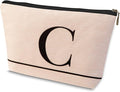 Letter A-Z Initial Personalized Makeup Bags, Birthday Gifts for Women, Monogrammed Gifts for Women Mom Sister Best Friend Bride Bridesmaid, Mothers Day, Christmas, Small Travel Cosmetic Bag (C)