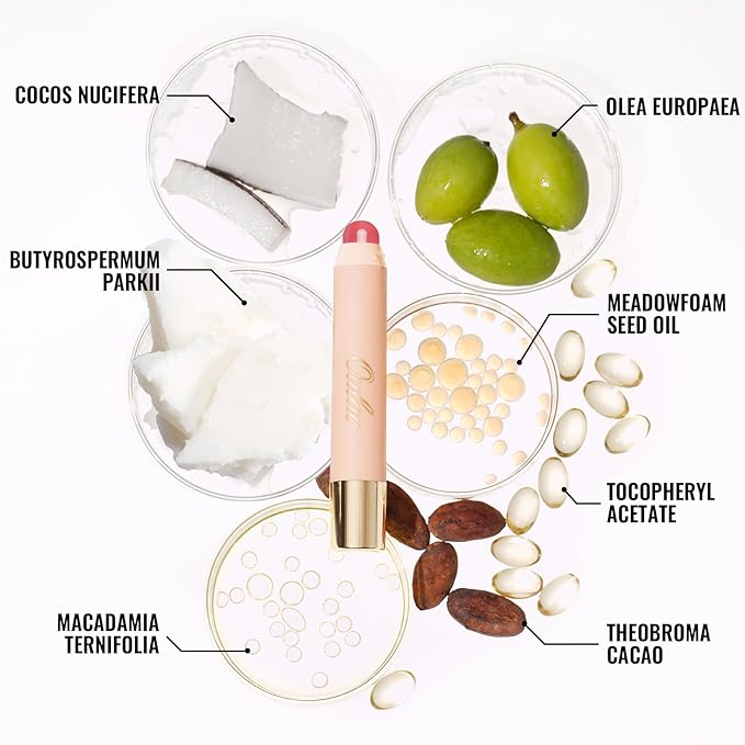 Oulac Pink Nude Lipstick - Moisturizing Lipstick Tinted Lip Balm for Dry Lips, Hydrating Creamy Lip Crayon & Blush - Lip Colour and Cheeks Makeup | 2.48g, Fruit Surge (02)