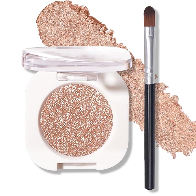 Glitter Eyeshadow Champagne Glow, Ultra Fine Shimmer, Buildable Formula, Daily Multiuse Glossy Eyes Makeup (09 Moonstone)