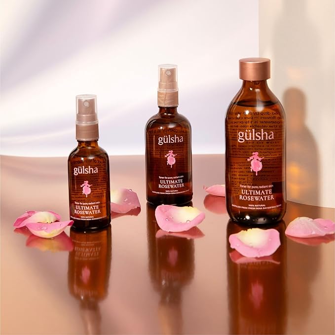 GULSHA ULTIMATE ROSEWATER, Natural Rosa Damascena Flower Water, Cleanses, Nourishes and Tones Skin, Restores Radiance to Your Skin, Free from Chemicals, 100% Natural Glow Rose Essence, 250ml/8.45fl oz